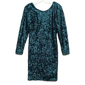 H&M Sequins Semi Backless Short Dress 10 Glam Cocktail Prom Bling Elegant HOCO